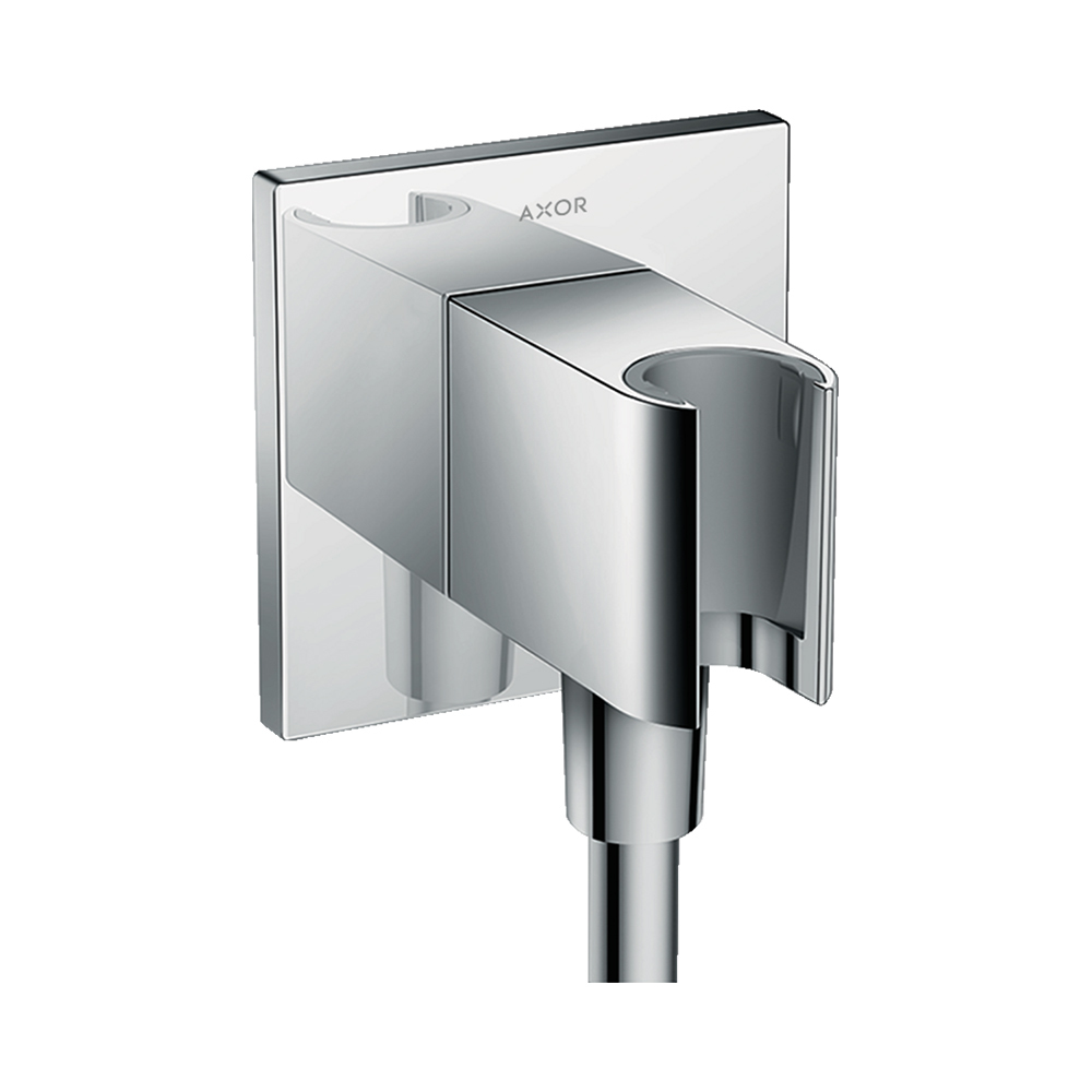 Купить Hansgrohe FixFit Шланговое подсоединение Square с держателем хром 26486000 в магазине wardena.ru