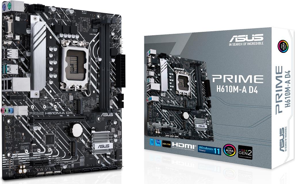 Купить ASUS PRIME H610M-A D4 - Motherboard - micro ATX - LGA1700-Sockel - H610 Chipsatz - USB 3,2 Gen 1, USB 3,2 Gen 2 - Gigabit LAN - Onboard-Grafik (CPU erforderlich) - HD Audio (8-Kanal) (90MB19P0-M0EAY0) в магазине wardena.ru