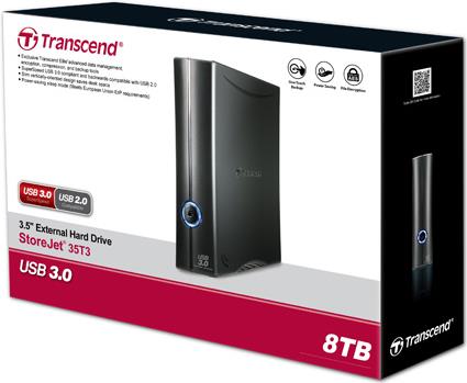 Купить Transcend StoreJet 35T3 - Festplatte - 8TB - extern (Stationär) - 8,9 cm (3.5") - USB3.0 - 256-Bit-AES (TS8TSJ35T3) в магазине wardena.ru