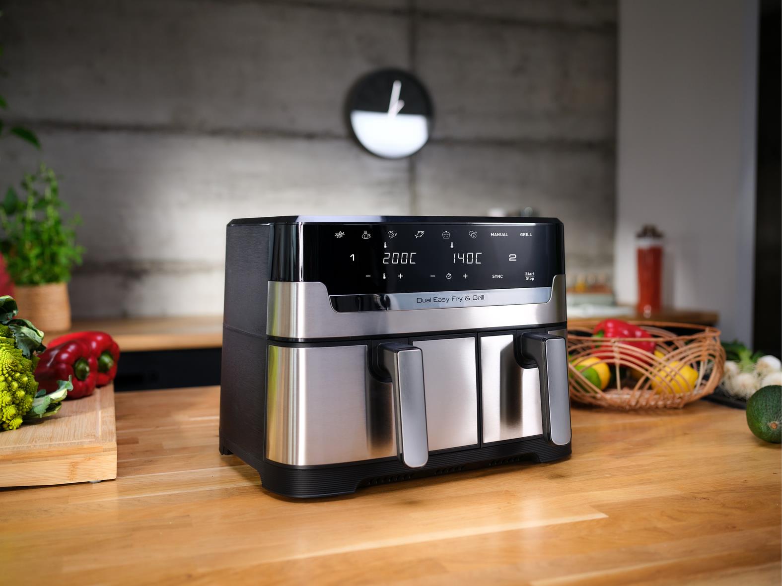 Купить Tefal Dual Easy Fry & Grill EY905D Doppel 8,3 l Eigenständig 2700 W Heißluftfritteuse Edelstahl (EY905D DUAL EASY FRY & GRILL) в магазине wardena.ru