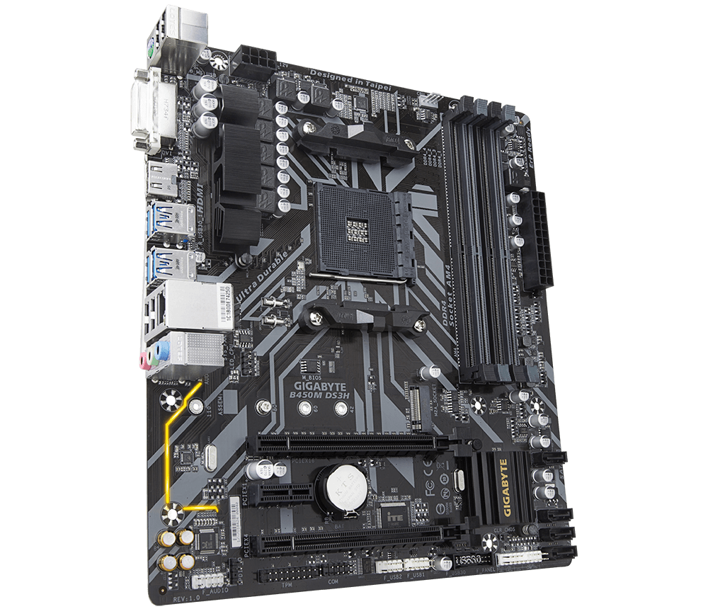 Купить Gigabyte B450M DS3H Motherboard Buchse AM4 AMD B450 micro ATX (B450M DS3H) в магазине wardena.ru