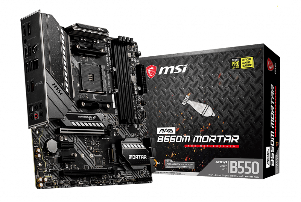 Купить MSI MAG B550M MORTAR - Motherboard - micro ATX - Socket AM4 - AMD B550 - USB-C Gen2, USB-C Gen1, USB 3.2 Gen 1, USB 3.2 Gen 2 - 2.5 Gigabit LAN - Onboard-Grafik (CPU erforderlich) - HD Audio (8-Kanal) (7C94-006R) в магазине wardena.ru