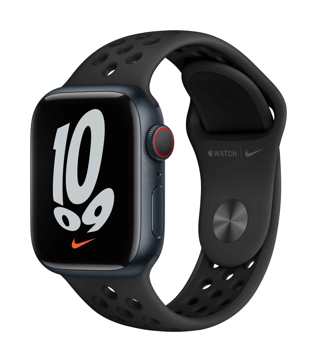 Купить Apple Watch Nike Series 7 (GPS + Cellular) - 41 mm - Midnight Aluminium - intelligente Uhr mit Nike Sportband - Flouroelastomer - anthrazit/schwarz - Bandgröße: S/M/L - 32 GB - Wi-Fi, Bluetooth - 4G - 32 g (MKJ43FD/A) в магазине wardena.ru