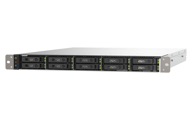 Купить QNAP 1U 10-bay all flash NAS, U.2/U.3 NVMe PCIe Gen4 x4 and SATA 6Gbps bays, AMD EPYC 7302P 16C 32T 3.0GHz, boost up to 3.3GHz, 256GB RIMM DR4 ECC RAM, 2 x 25GbE, 2 x 2.5GbE, 2 x PCIe Gen4 x16 slots, iSCSI, NFS, SMB, FC (TS-H1090FU-7302P-256G) в магазине wardena.ru