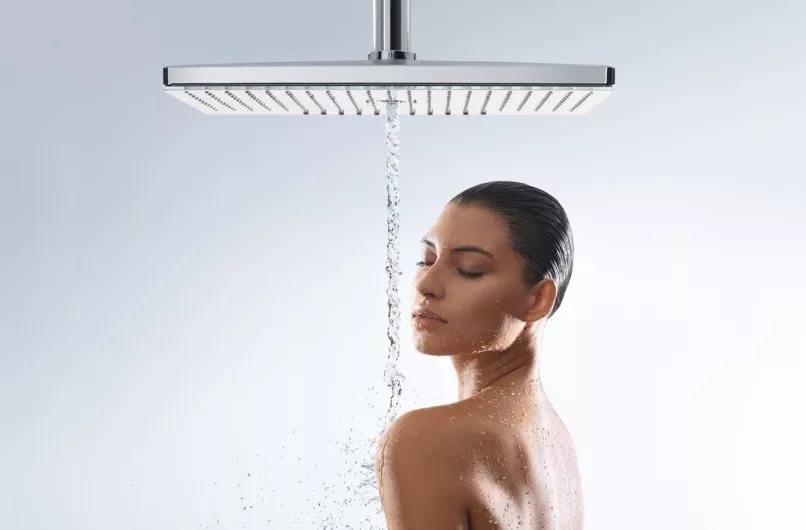 Купить Hansgrohe Rainmaker Select Верхний душ 460 3jet EcoSmart 9 л/мин с потолочным подсоединением хром-белый матовый 24016400 в магазине wardena.ru