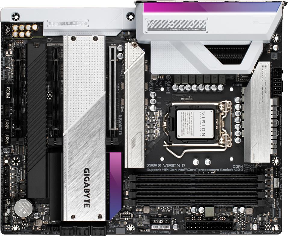 Купить Gigabyte Z590 VISION G - Intel - LGA 1200 - Intel® Celeron® - Intel® Core™ i3 - Intel Core i5 - Intel Core i7 - Intel Core i9 - Intel® Pentium® - LGA 1200 (Socket H5) - DDR4-SDRAM - DIMM (Z590 VISION G) в магазине wardena.ru
