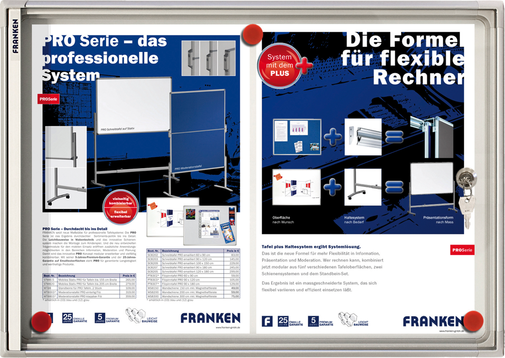 Купить FRANKEN Schaukasten X-tra!Line, 2 x DIN A4, Innenbereich magnethaftende und trocken abwischbare Schreiboberfläche (FSA2) в магазине wardena.ru