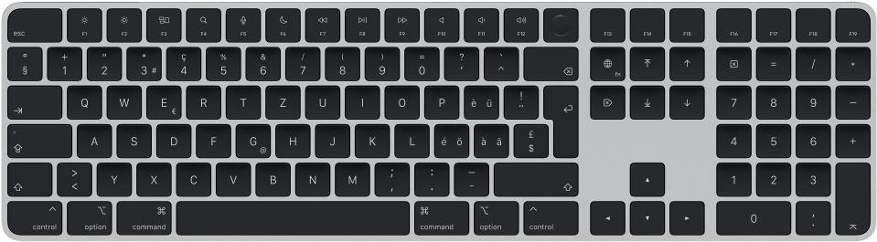 Купить Apple Magic Keyboard with Touch ID and Numeric Keypad for Mac models with silicon - Black Keys - Swiss (MMMR3SM/A) в магазине wardena.ru