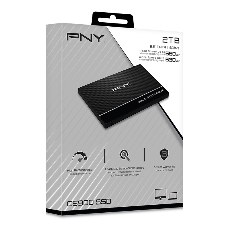 Купить PNY CS900 - SSD - 2 TB - intern - 2.5" (6.4 cm) - SATA 6Gb/s (SSD7CS900-2TB-RB) в магазине wardena.ru