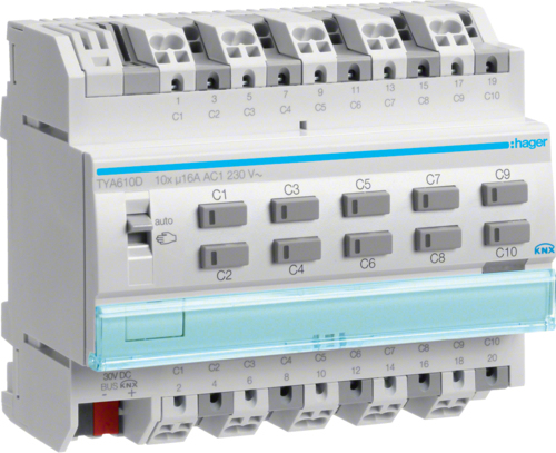 Купить KNX Schalt-/Jalousieausga. 10fach 16A C-Last TYA610D (TYA610D) в магазине wardena.ru