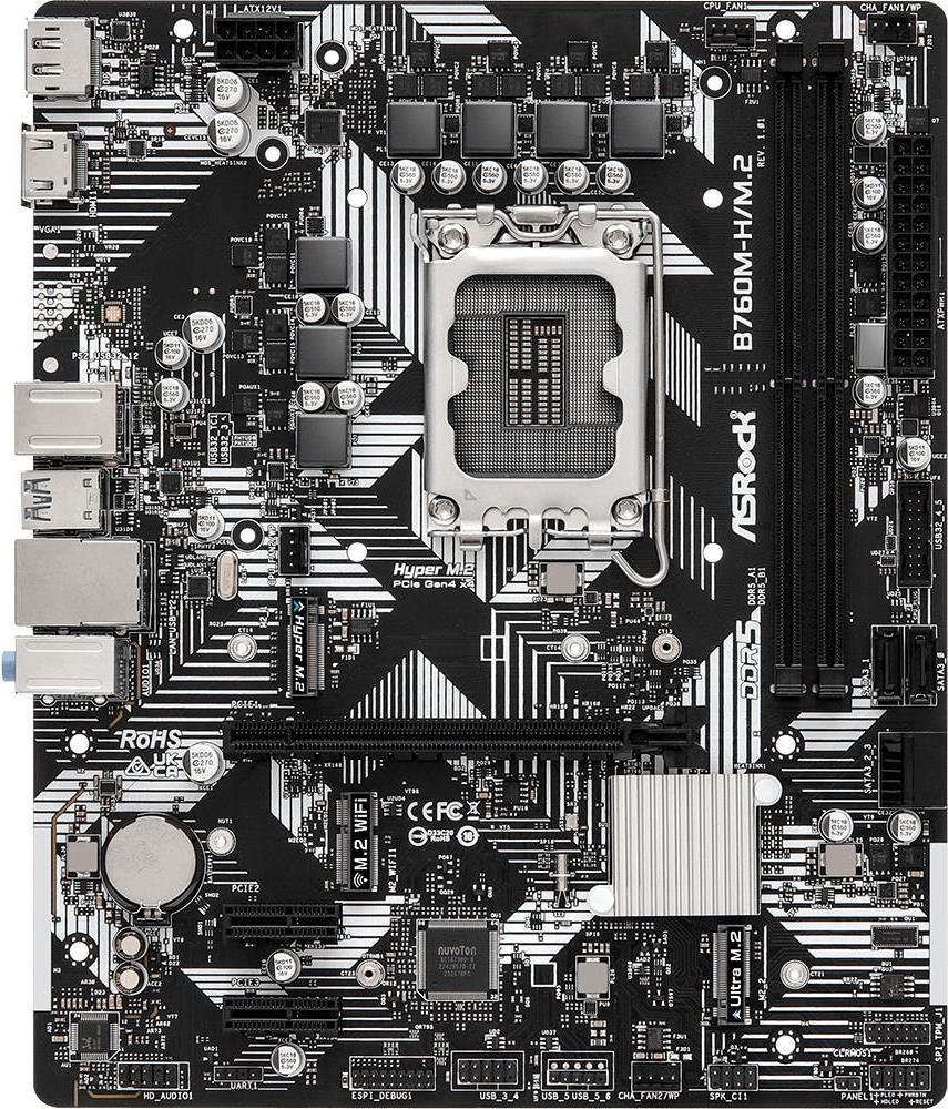 Купить Asrock B760M-H/M.2 Motherboard Intel B760 LGA 1700 micro ATX (B760M-H/M.2) в магазине wardena.ru