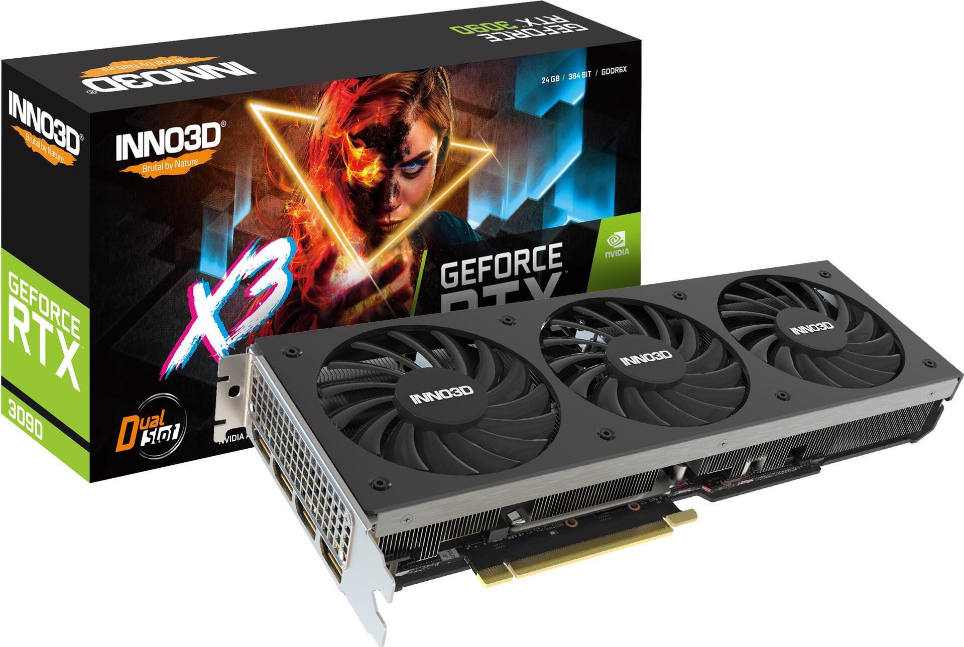 Купить Inno3D GeForce RTX 3090 X3 - Grafikkarten - GF RTX 3090 - 24 GB GDDR6X - PCIe 4.0 x16 - HDMI, 3 x DisplayPort (N30903-246X-1880VA44) в магазине wardena.ru