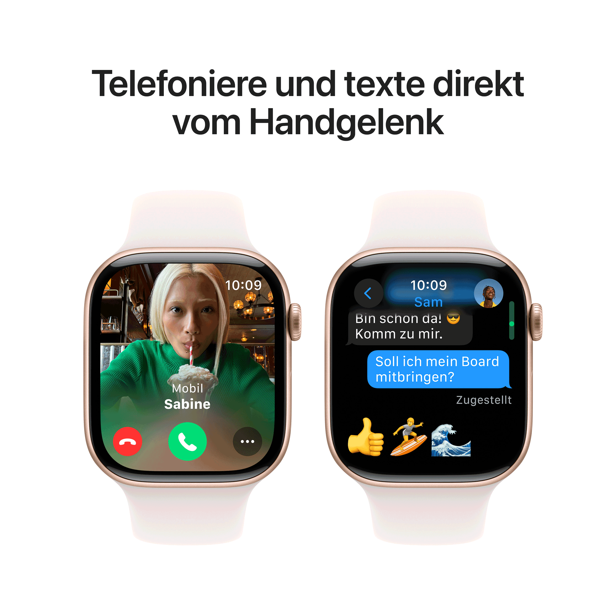 Купить Apple Watch Series 10 GPS 46mm Rose Gold Aluminium Case mit Light Blush Sport Band - S/M (MWWT3QF/A) в магазине wardena.ru