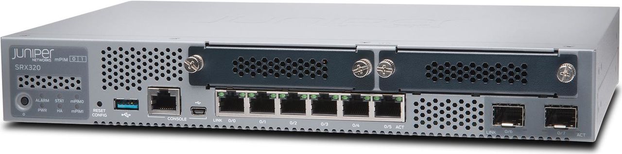 Купить Juniper Networks SRX320 Services Gateway - Sicherheitsgerät - 8 Anschlüsse - GigE, HDLC, Frame Relay, PPP, MLPPP, MLFR - Luftstrom von vorne nach hinten - Desktop в магазине wardena.ru