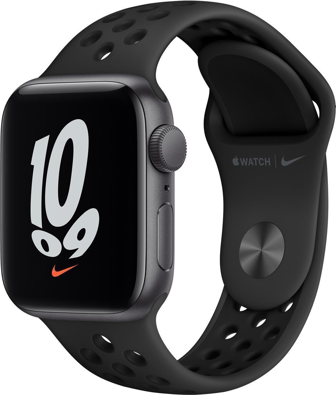 Купить Apple Watch Nike SE (GPS) - 40 mm - Space grau Aluminium - intelligente Uhr mit Nike Sportband - Flouroelastomer - anthrazit/schwarz - Bandgröße: S/M/L - 32 GB - Wi-Fi, Bluetooth - 30.49 g (MKQ33FD/A) в магазине wardena.ru