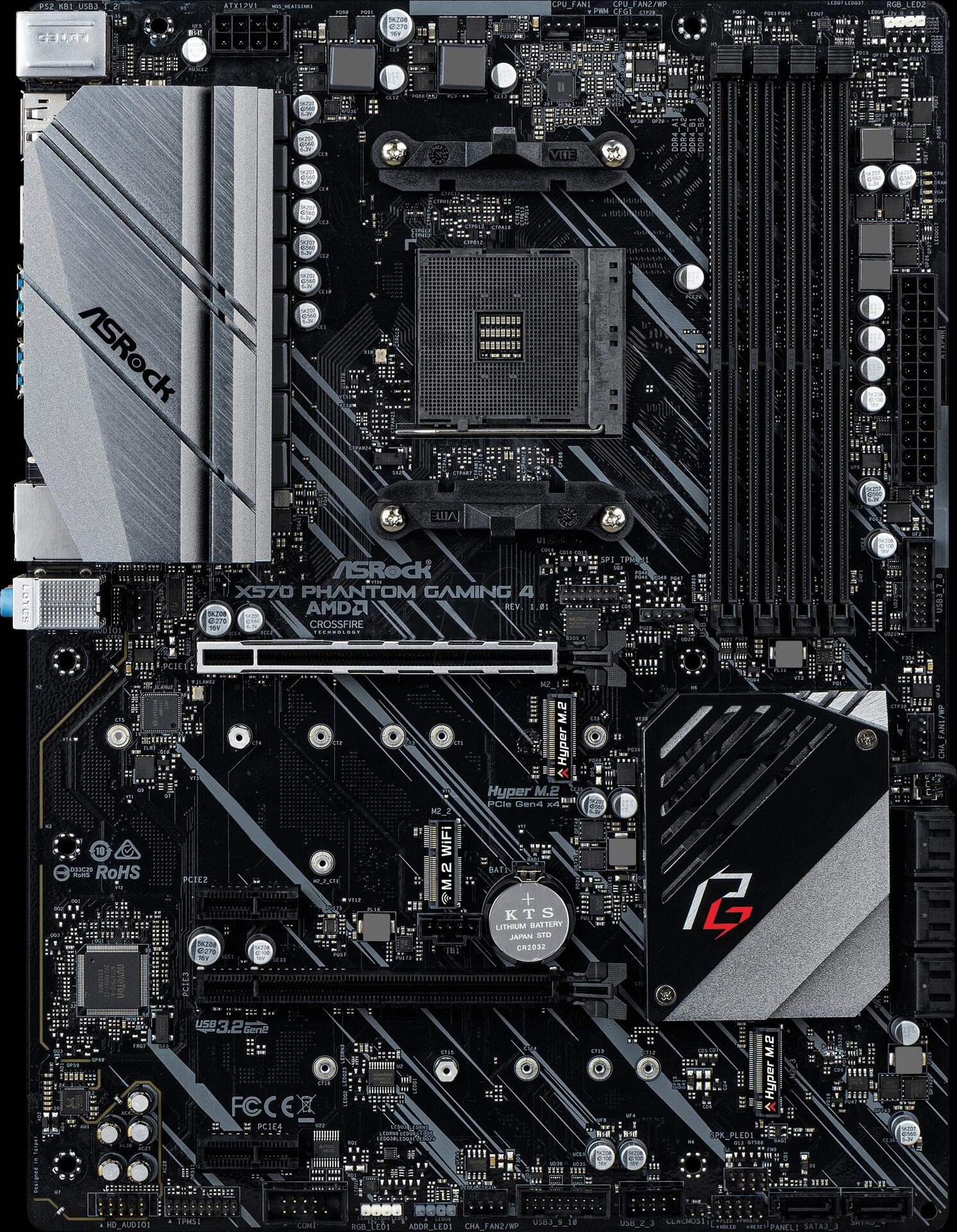 Купить ASRock X570 Phantom Gaming 4 - Motherboard - ATX - Socket AM4 - AMD X570 - USB 3,2 Gen 1, USB 3,2 Gen 2 - Gigabit LAN - Onboard-Grafik (CPU erforderlich) - HD Audio (8-Kanal) (90-MXBAU0-A0UAYZ) в магазине wardena.ru