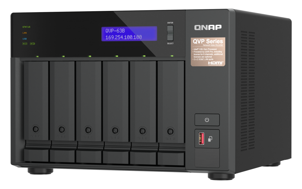 Купить QNAP QVP-63B NAS & Speicherserver Tower Eingebauter Ethernet-Anschluss Schwarz (QVP-63B) в магазине wardena.ru