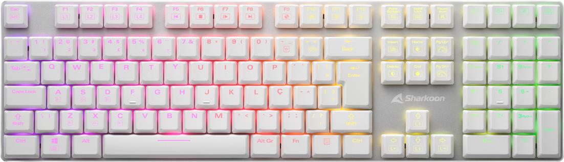 Купить Sharkoon PureWriter RGB - Tastatur - Hintergrundbeleuchtung - USB - QWERTZ - Deutsch - Tastenschalter: Kailh Red - weiß (4044951034222) в магазине wardena.ru