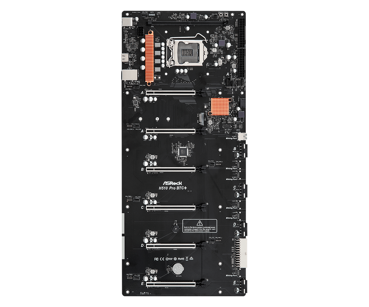 Купить ASRock H510 Pro BTC+ - Motherboard - LGA1200-Sockel - H510 Chipsatz - USB 3,2 Gen 1 - Gigabit LAN - Onboard-Grafik (CPU erforderlich) (90-MXBGL0-A0UAYZ) в магазине wardena.ru