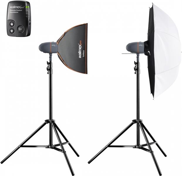 Купить mantona Walimex Pro Newcomer Set Classic 3/3 1SB1DS+ - Stroboskoplampen-Kit - 2 Köpfe x 1 Lampe - 600 Ws - AC (21326) в магазине wardena.ru