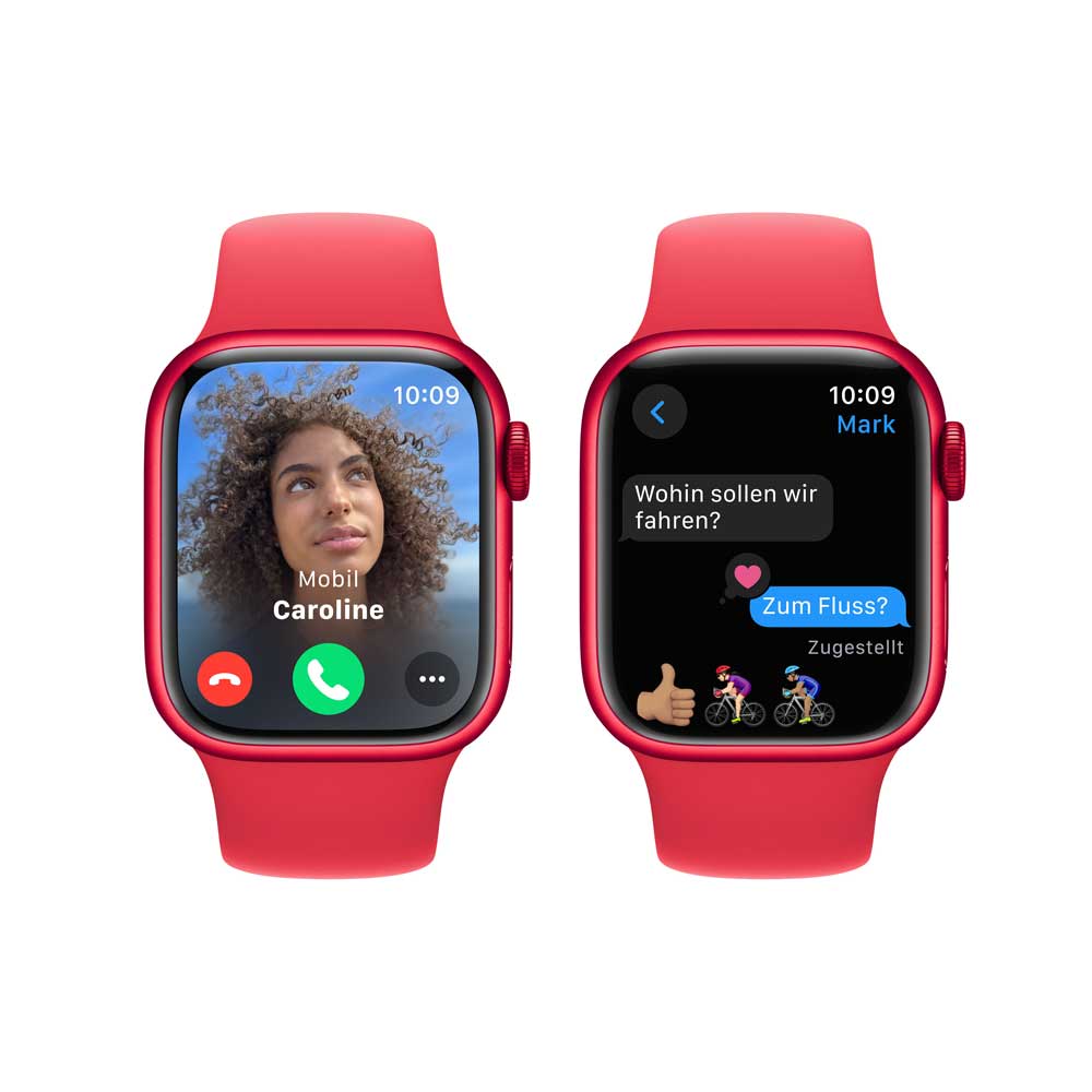 Купить APPLE Watch Series 9 GPS 41mm PRODUCT RED Aluminium Case with PRODUCT RED Sport Band - S/M (MRXG3QF/A) в магазине wardena.ru