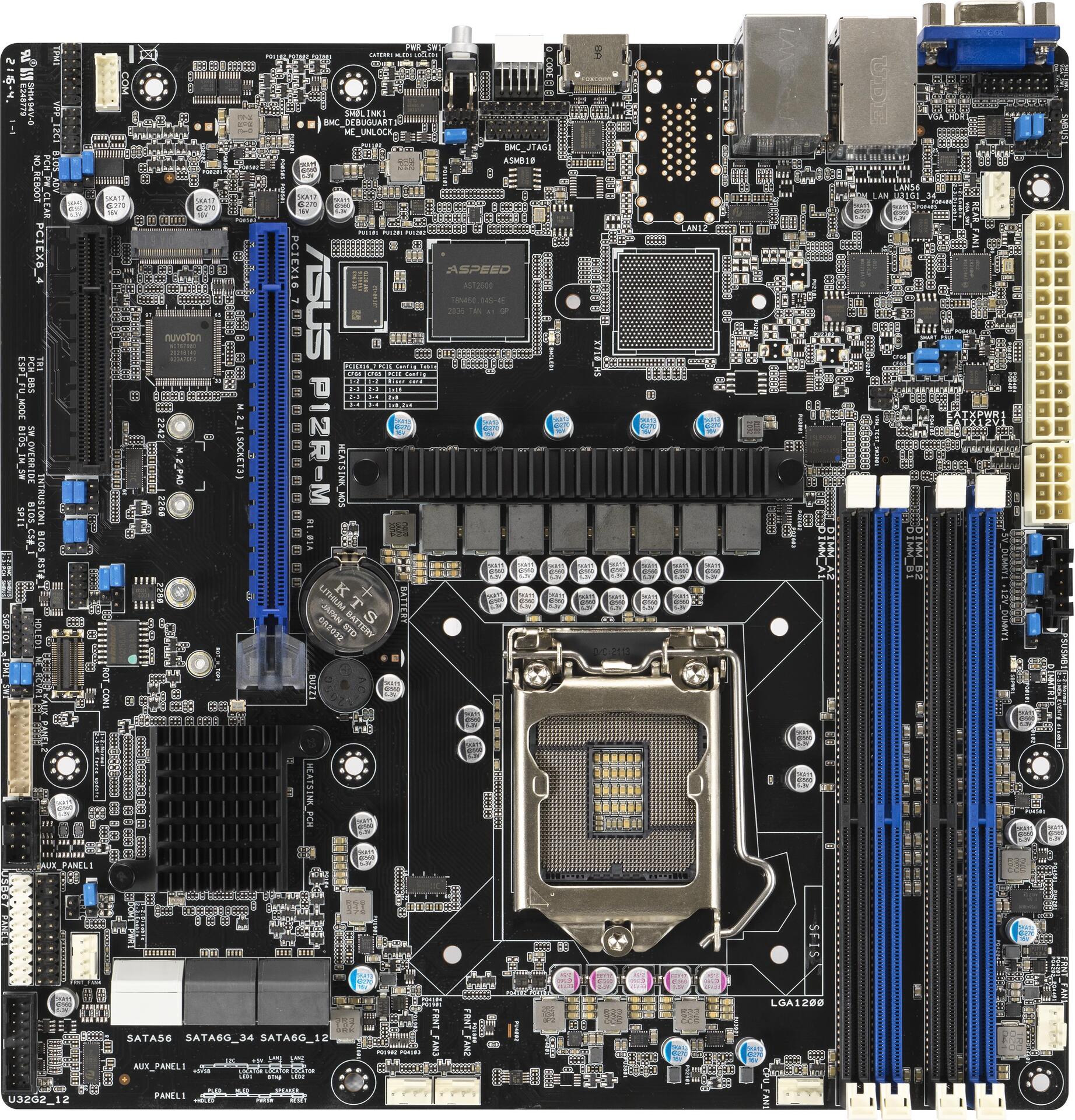 Купить ASUS P12R-M - Motherboard - micro ATX - LGA1200-Sockel - C252 Chipsatz - USB 3.2 Gen 2 - 2 x Gigabit LAN - Onboard-Grafik (90SB09X0-M1UAY0) в магазине wardena.ru
