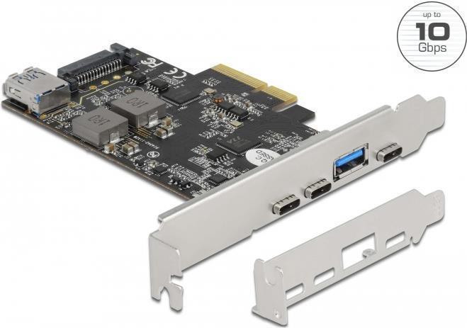 Купить Delock - USB-Adapter - PCIe 3.0 x4 Low-Profile - USB-C 3,2 Gen 2 x 3 + USB 3,2 Gen 2 x 1 + USB 3,2 Gen 2 (intern) x 1 (90060) в магазине wardena.ru