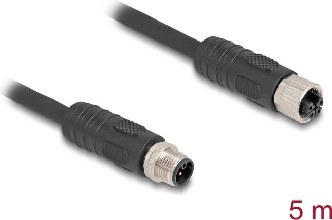Купить Delock M12 Kabel L-kodiert 4 Pin Stecker zu Buchse PUR schleppkettentauglich 5 m (80522) в магазине wardena.ru