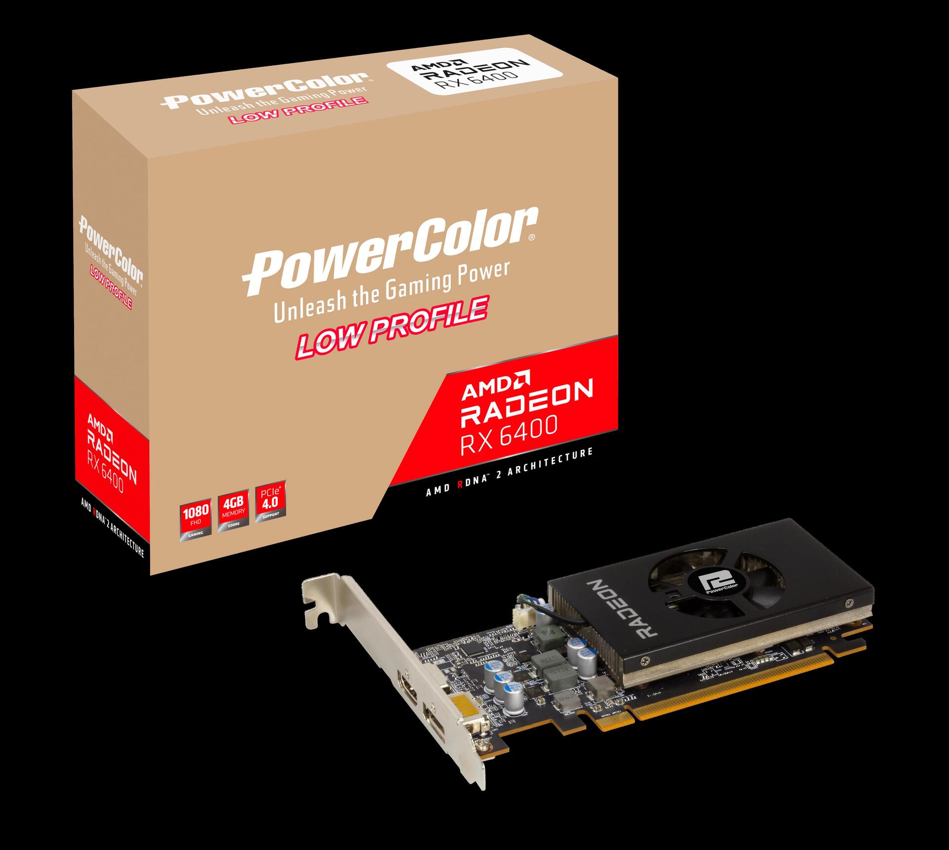 Купить PowerColor AXRX 6400 LP 4GBD6-DH Grafikkarte AMD Radeon RX 6400 4 GB GDDR6 (AXRX 6400 LP 4GBD6-DH) в магазине wardena.ru