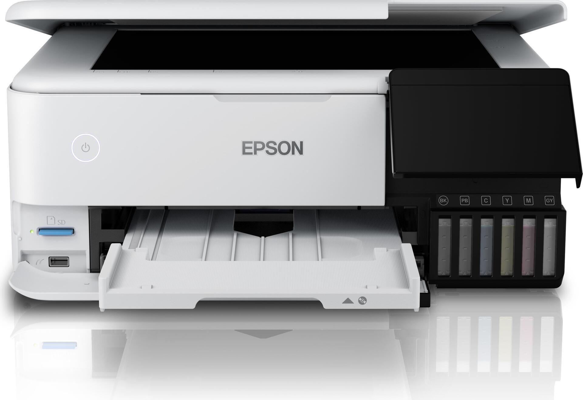 Купить Epson EcoTank ET-8500 - Multifunktionsdrucker - Farbe - Tintenstrahl - refillable - A4/Letter (Medien) - bis zu 16 Seiten/Min. (Drucken) - USB, LAN, USB-Host, Wi-Fi(ac) - weiß (C11CJ20401) в магазине wardena.ru