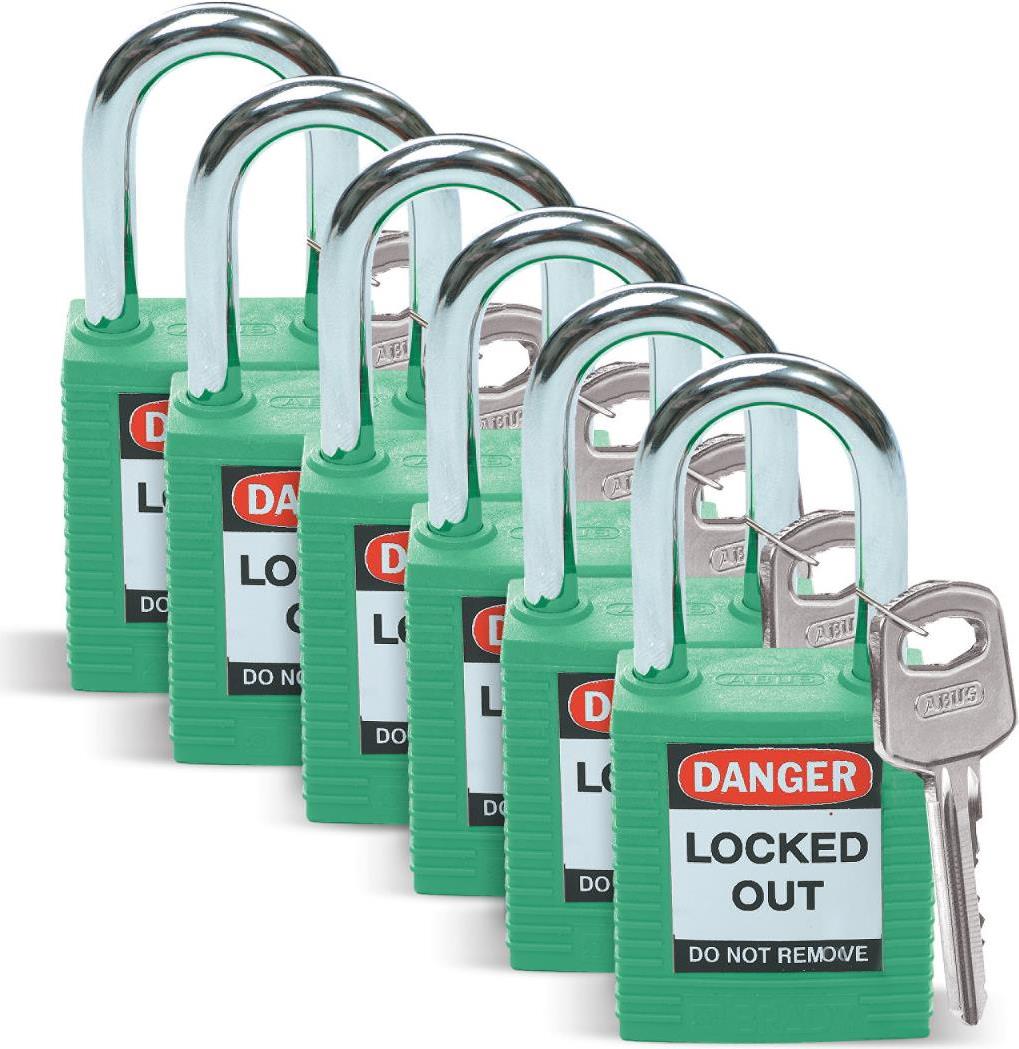 Купить Brady, Sicherheitsschloss mit Stahlbügel, Grün, 38mm Bügelhöhe, 6,5mm Bügeldurchmesser (Keyed Different) ( 6er Pack) (051345) в магазине wardena.ru