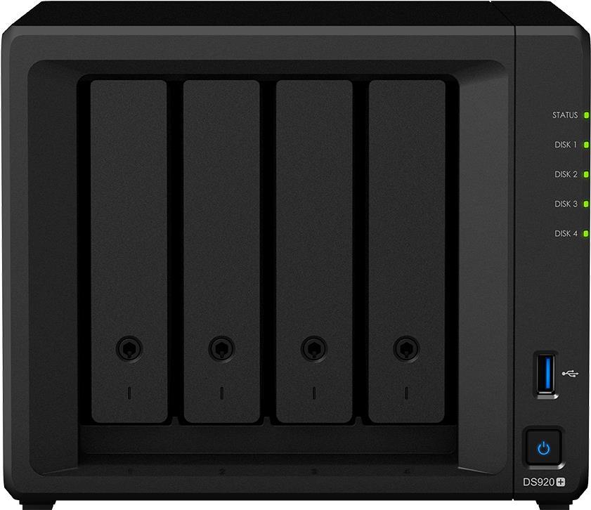 Купить Synology Disk Station DS920+ - NAS-Server - 4 Schächte - SATA 6Gb/s / eSATA - RAID RAID 0, 1, 5, 6, 10, JBOD - RAM 4 GB - Gigabit Ethernet - iSCSI Support в магазине wardena.ru