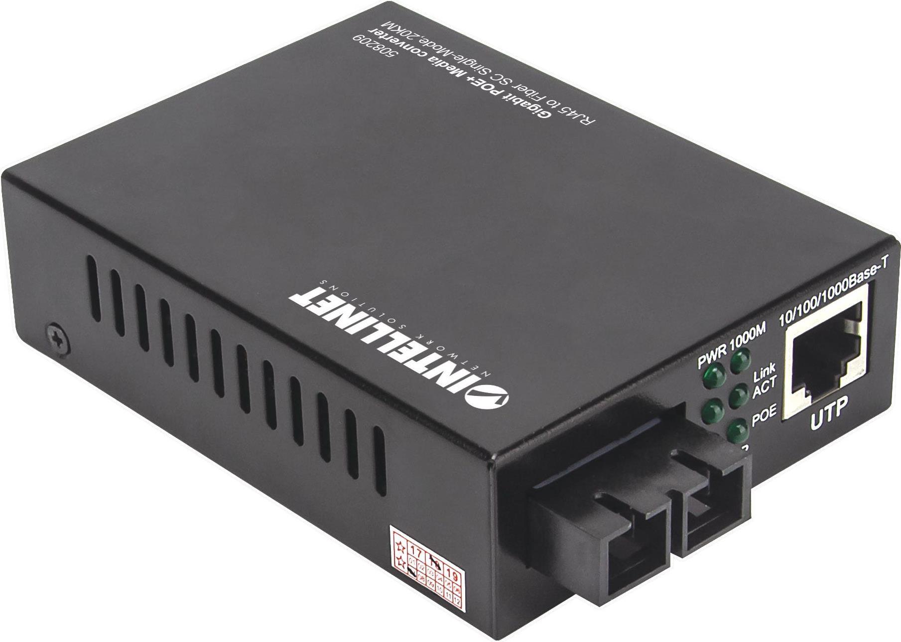 Купить Intellinet Gigabit PoE+ Media Converter - Medienkonverter - GigE - 10Base-T, 1000Base-LX, 100Base-TX, 1000Base-T - RJ-45 / SC Single-Modus - bis zu 20 km - 1310 nm (508209) в магазине wardena.ru