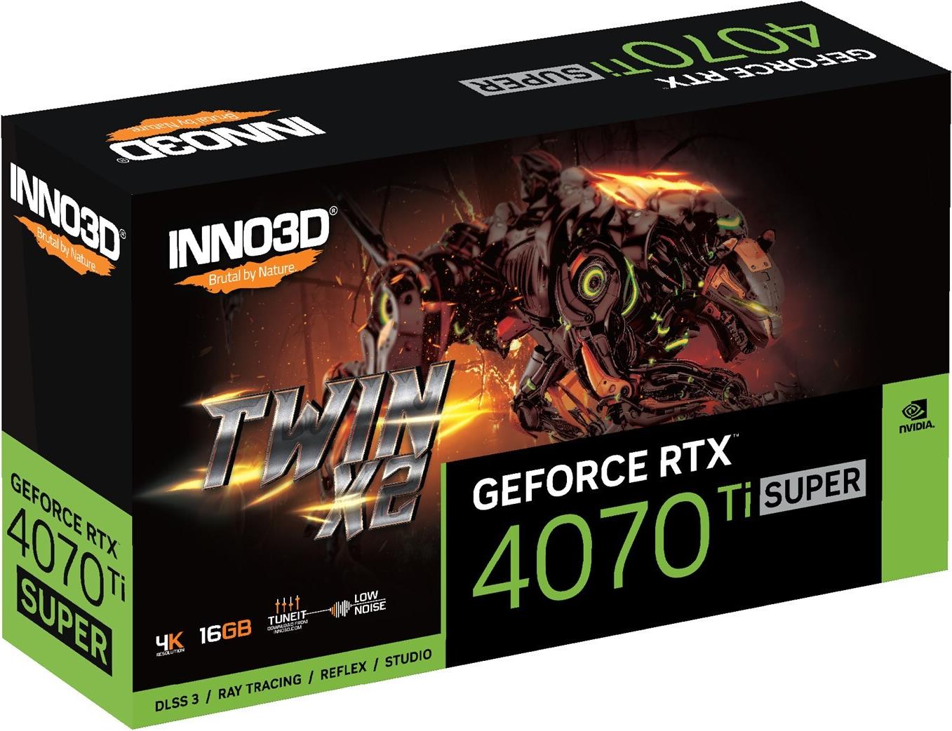 Купить VGA Inno3D GeForce® RTX 4070 Ti 12GB SUPER TWIN X2 (N407TS2-166X-186156N) в магазине wardena.ru