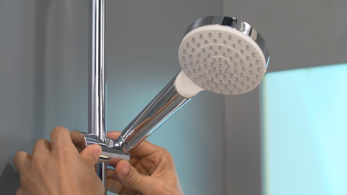 Купить Hansgrohe Crometta 100 Душевой набор 1jet EcoSmart 9 л/мин со штангой 65 см хром-белый матовый 26655400 в магазине wardena.ru