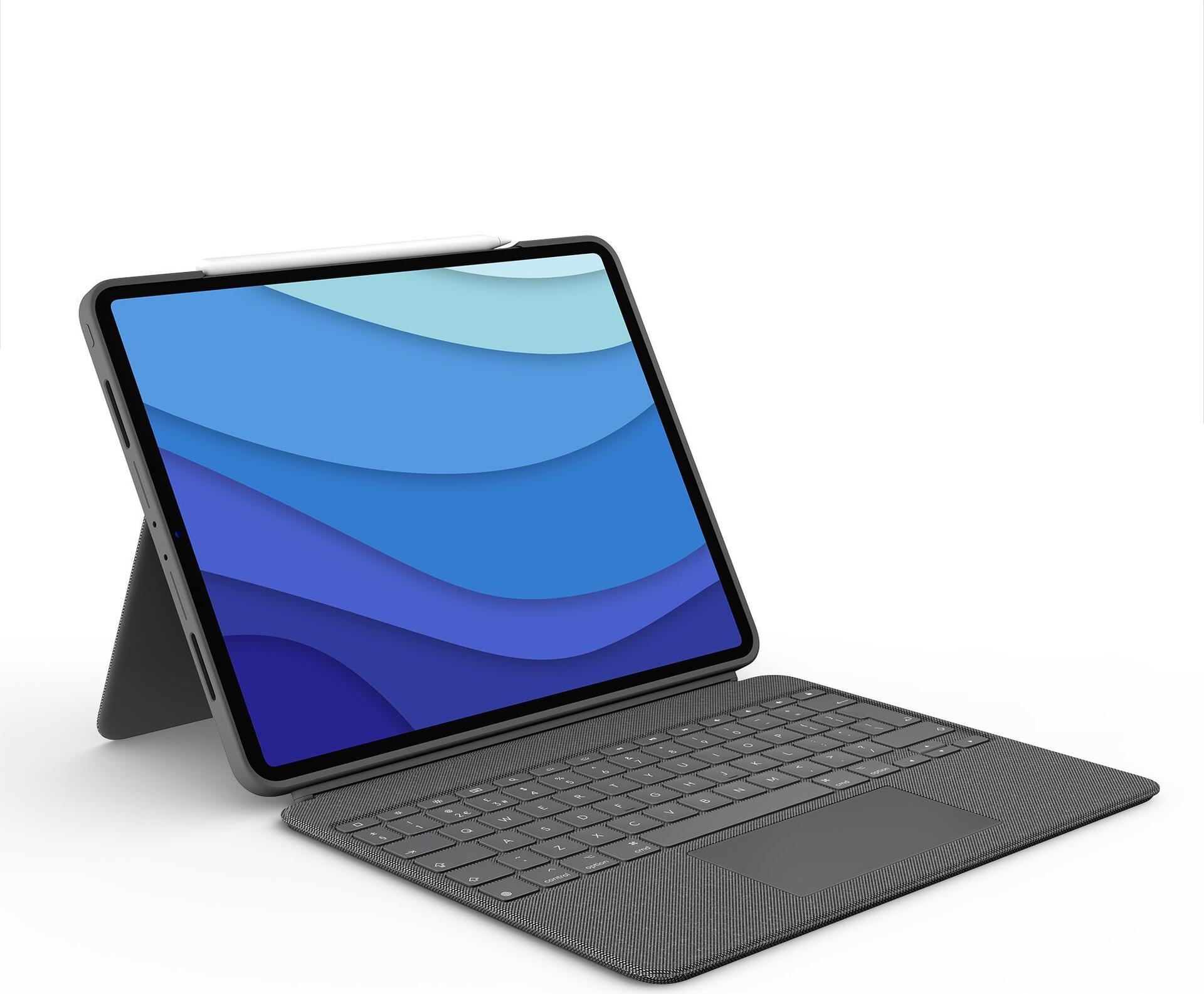 Купить Logitech Combo Touch - Tastatur und Foliohülle - mit Trackpad - hintergrundbeleuchtet - Apple Smart connector - QWERTZ - Schweiz - Oxford Gray - für Apple 12.9"  iPad Pro (5. Generation) (920-010209) в магазине wardena.ru