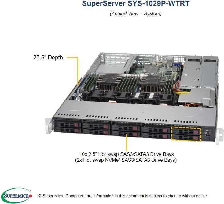 Купить Super Micro Supermicro SuperServer 1029P-WTRT - Server - Rack-Montage - 1U - zweiweg - RAM 0GB - SATA/PCI Express - Hot-Swap 6,4 cm (2.5") - kein HDD - AST2500 - 10 GigE - Monitor: keiner (SYS-1029P-WTRT) в магазине wardena.ru