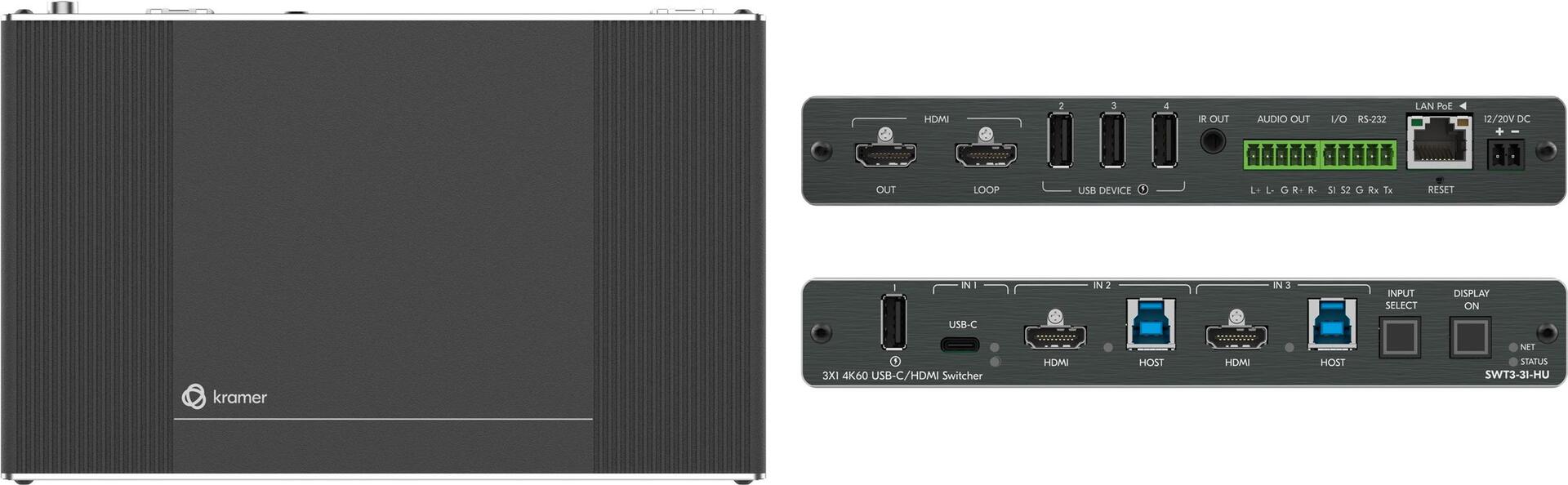 Купить Kramer Electronics SWT3-31-HU - HDMI/MiniDP/VGA/USB-C - USB Typ-C - 60 Hz - 3840 x 2160 - 18 Gbit/s - 4K Ultra HD (50-80583090) в магазине wardena.ru