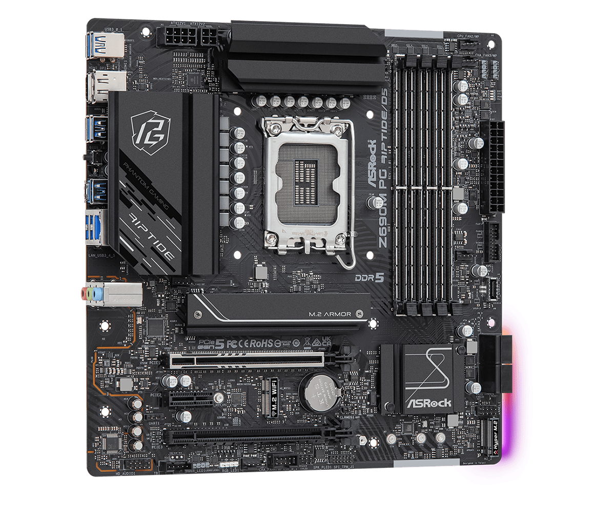 Купить ASRock Z690M PG Riptide/D5 - Motherboard - micro ATX - LGA1700-Sockel - Z690 Chipsatz - USB-C Gen2, USB 3,2 Gen 1, USB 3,2 Gen 2 - 2,5 Gigabit LAN - Onboard-Grafik (CPU erforderlich) - HD Audio (8-Kanal) (90-MXBIL0-A0UAY (90-MXBIL0-A0UAYZ) в магазине wardena.ru