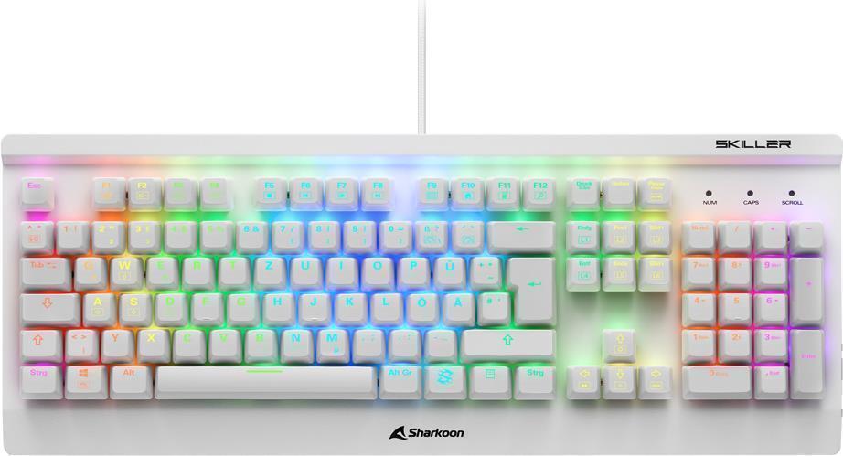 Купить Sharkoon Skiller SGK3 - Tastatur - backlit - USB - QWERTZ - Deutsch - Tastenschalter: Kailh Blue - weiß (4044951032150) в магазине wardena.ru