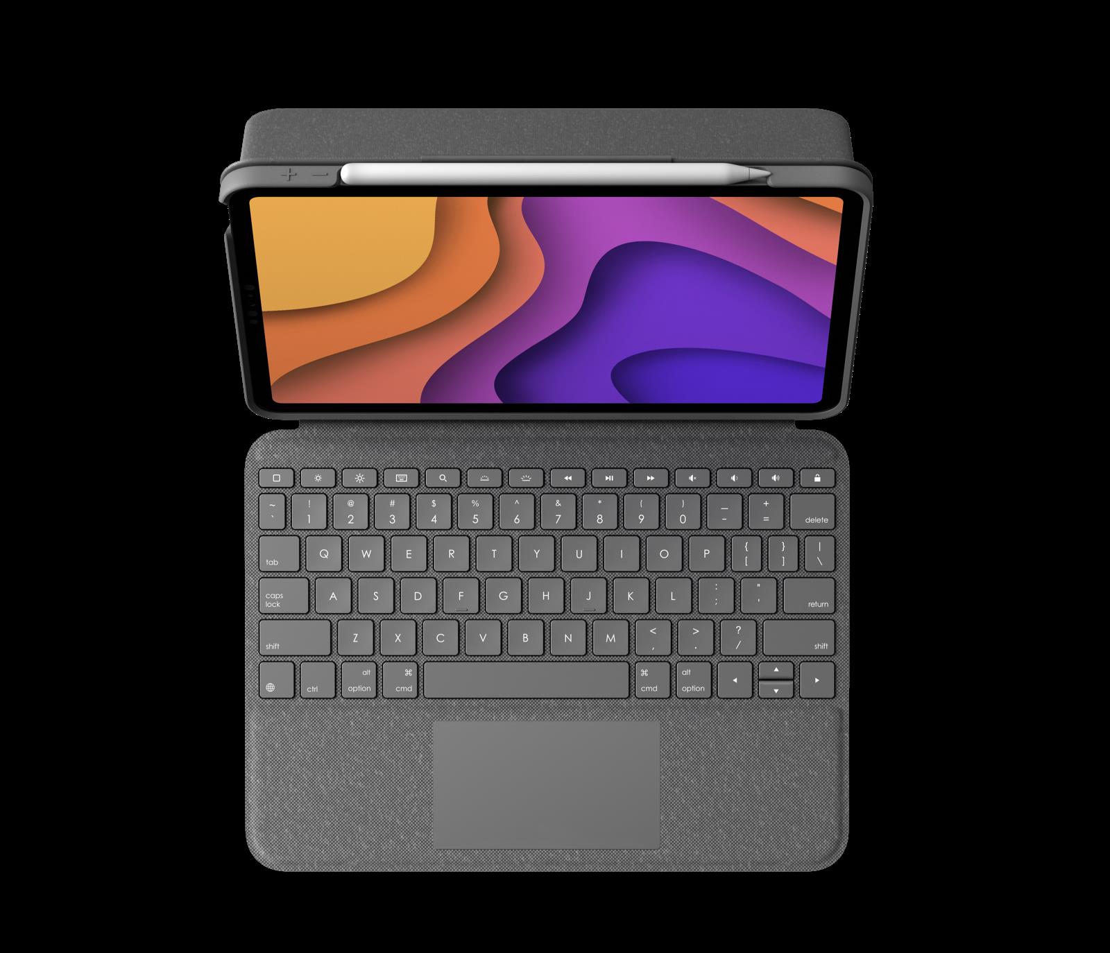 Купить Logitech Folio Touch - Tastatur und Foliohülle - mit Trackpad - hinterleuchtet - Apple Smart connector - Oxford Gray - US - für Apple 10.9" iPad Air (4. Generation) (920-010121) в магазине wardena.ru