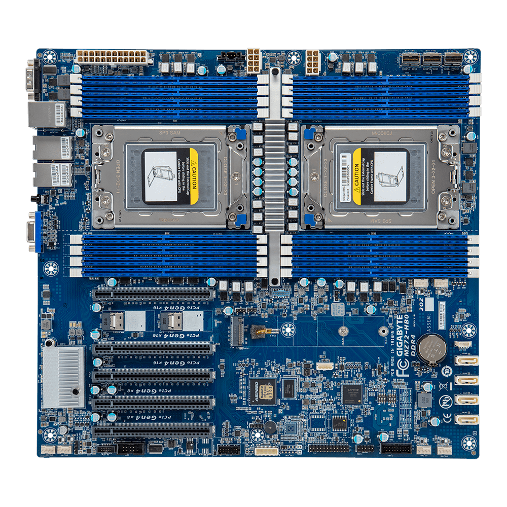 Купить Gigabyte MZ72-HB0 - 1.X - Motherboard - Erweitertes ATX - Socket SP3 - 2 Unterstützte CPUs - USB3.0 - 2 x 10 Gigabit LAN - Onboard-Grafik (MZ72-HB0) в магазине wardena.ru