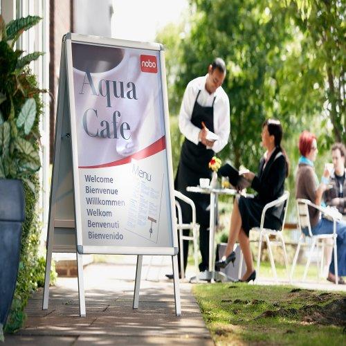 Купить NOBO Plakatständer A1, hochwertiger Aluminium-Rahmen zwei Klapprahmen, Rückwand aus Stahl, Anti-Reflexfolie (1902206) в магазине wardena.ru