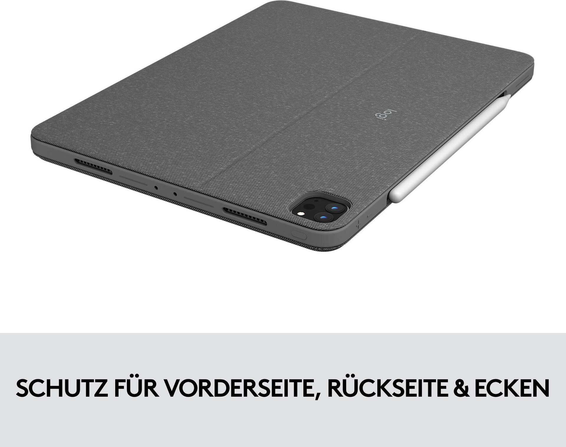 Купить Logitech Combo Touch - Tastatur und Foliohülle - mit Trackpad - hintergrundbeleuchtet - Apple Smart connector - QWERTY - GB - Oxford Gray - für Apple 12.9"  iPad Pro (5. Generation) (920-010214) в магазине wardena.ru
