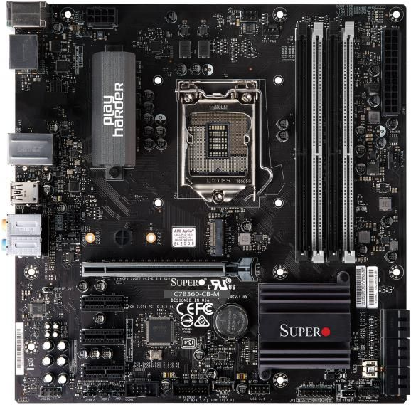 Купить Supermicro Mainboard C7B360-CB-M - DDR4-SDRAM - DIMM - 1600,1866,2133,2400,2666 MHz - 4GB,8GB,16GB - Intel - Intel® Core™ i3 - Intel Core i5 - Intel Core i7 (MBD-C7B360-CB-M-O) в магазине wardena.ru