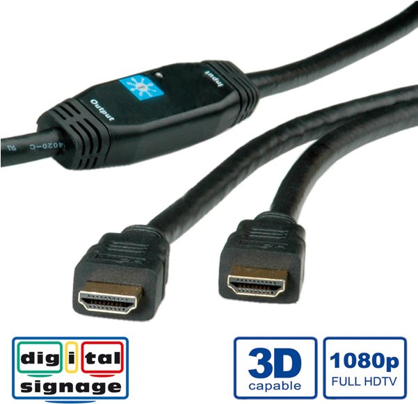 Купить ROLINE HDMI High Speed Kabel ST-ST, mit Repeater 30m (14.01.3465) в магазине wardena.ru