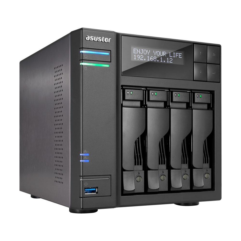 Купить ASUSTOR AS7004T - NAS-Server - SATA 6Gb/s / eSATA - RAID 0, 1, 5, 6, 10, JBOD - Gigabit Ethernet - iSCSI (90IX00E1-BW3S10) в магазине wardena.ru