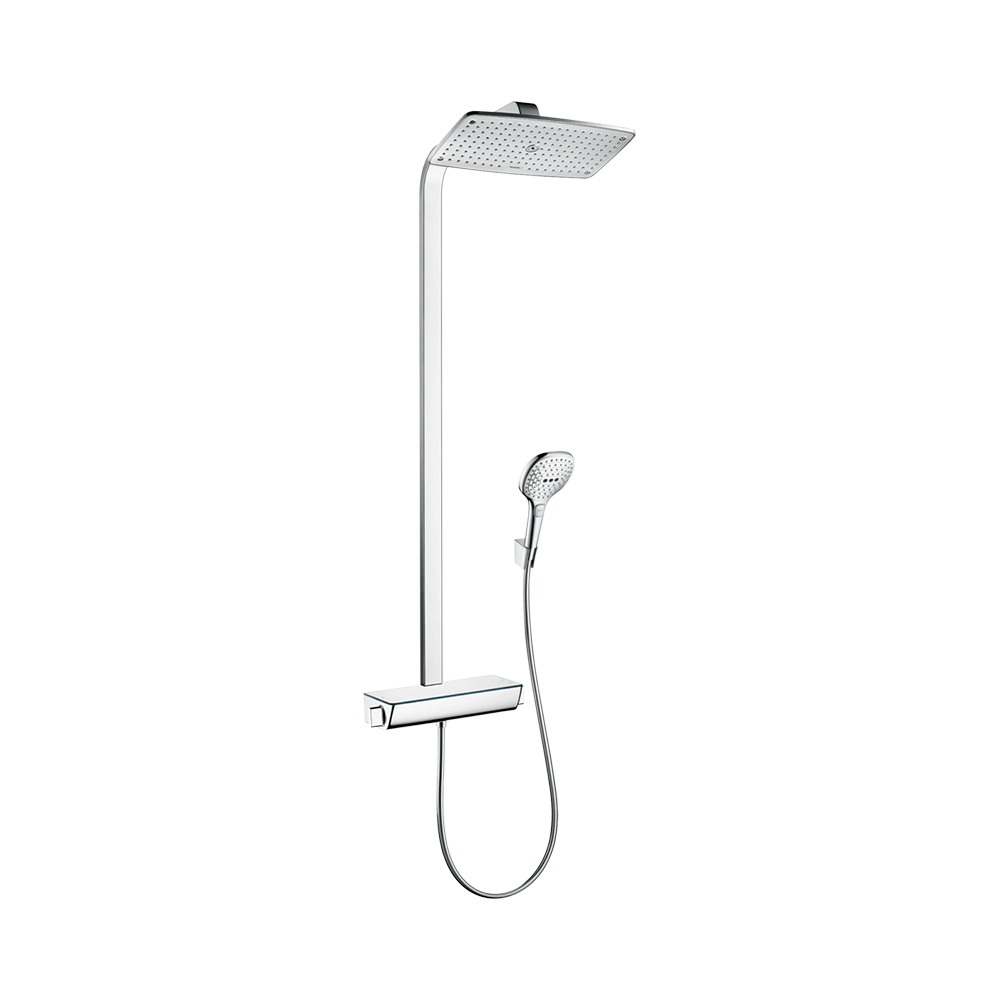 Купить Hansgrohe Raindance E Showerpipe 360 1jet EcoSmart 9 л/мин с термостатом хром-белый матовый 27286400 в магазине wardena.ru