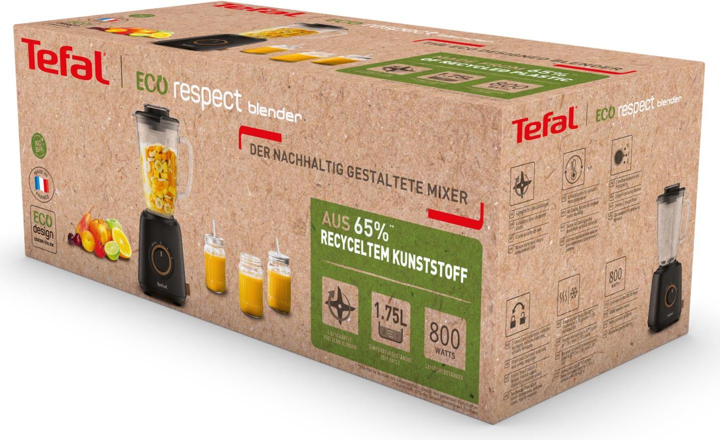 Купить Tefal Eco Respect STANDMIXER BL46E - Tischplatten-Mixer - 1,75 l - Pulsfunktion - Eis-Crusher - 800 W - Schwarz (BL46EN38) в магазине wardena.ru