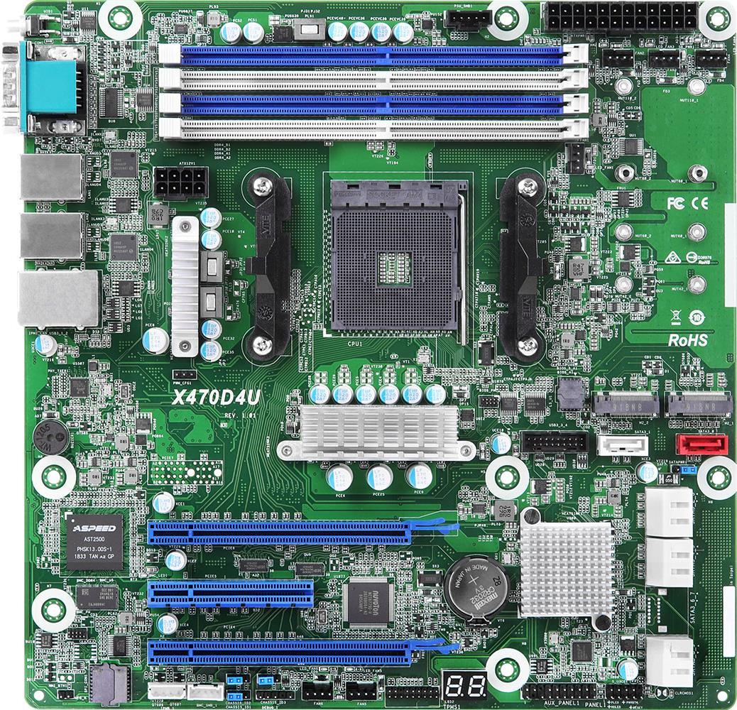 Купить ASRock Rack X470D4U - Motherboard - micro ATX - Socket AM4 - AMD X470 - USB 3,1 Gen 1 - 2 x Gigabit LAN - Onboard-Grafik (X470D4U) в магазине wardena.ru